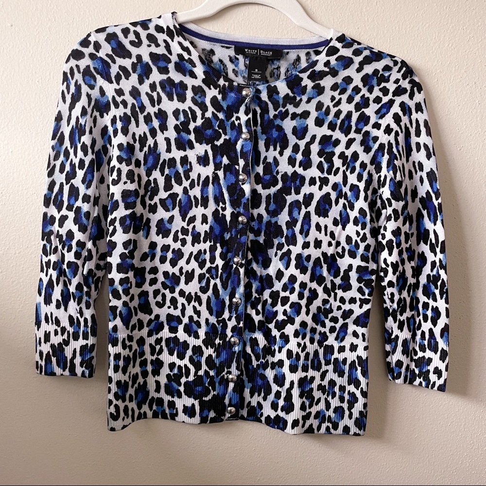 White House Black Market Button Up Leopard Blouse